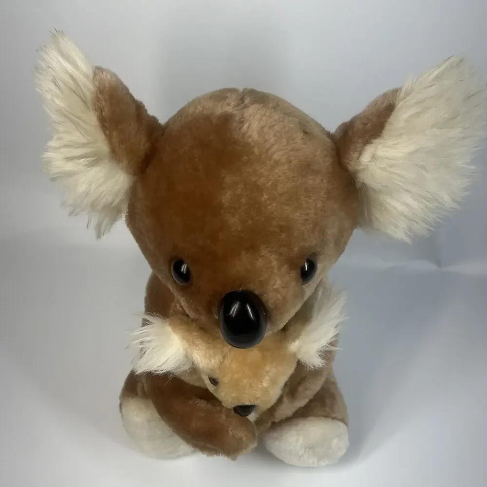 Vintage 1980s Koala Bear Mama & Baby Plush Animal California Stuffed Toys 11”